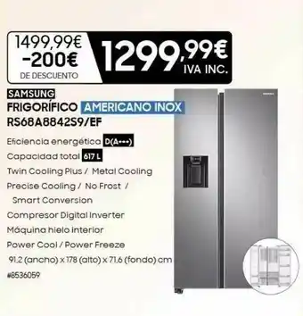 Costco Samsung Frigorífico Rs68a8842s9 Ef oferta