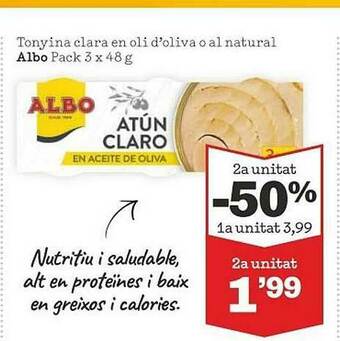 Sorli 2a Unitat -50% Tonyina Clara En Oli D'oliva O Al Natural Albo oferta