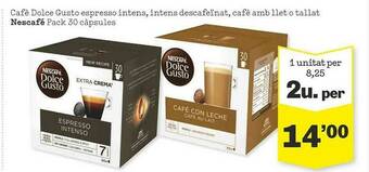 Sorli Cafè Dolce Gusto Espresso Intens Intens Descafeïnat Cafè Amb Llet O Tallat Nescafé oferta