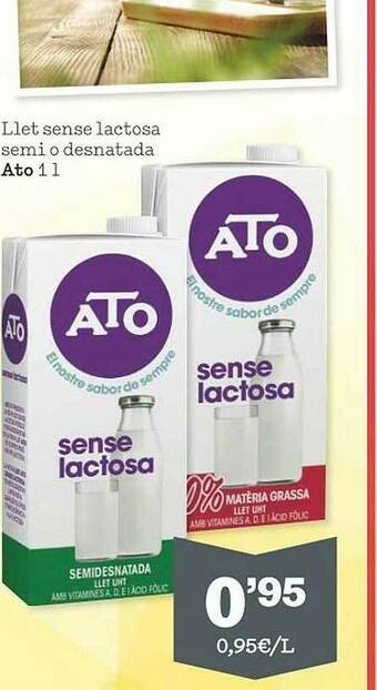 Sorli Llet Sense Lactosa Semi O Desnatada Ato oferta