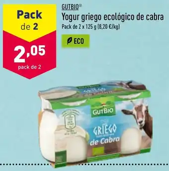 ALDI Yogur Griego Ecológico De Cabra Pack de 2 x 125 g oferta