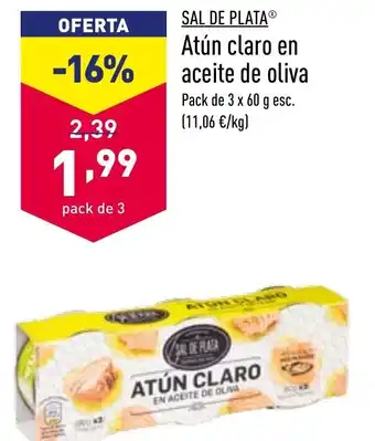 ALDI Atún Claro En Aceite de Oliva Pack de 3 x 60 g. esc. oferta