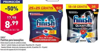 ALDI Finish® Pastillas Para Lavavajillas Pack de 36-50 Cápsulas oferta