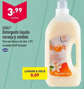 ALDI Esselt® Detergenet eLíquido Naranja y Sándalo 2.99 L, 46 Lavados oferta