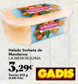 Gadis La Menorquina helado sorbete de mandarina oferta