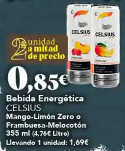 Gadis Celsius bebida energética mango-limón zero o frambuesa-melocotón oferta