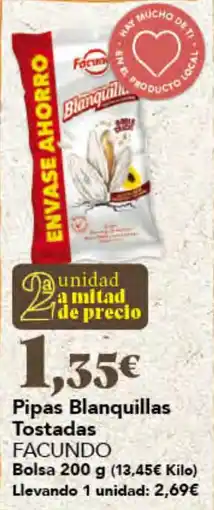 Gadis Facundo pipas blanquillas tostadas oferta