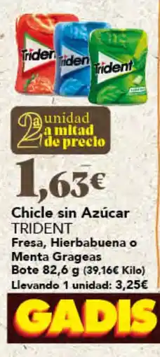 Gadis Trident chicle sin azúcar fresa hierbabuena menta grageas oferta