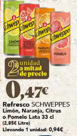 Gadis Schweppes refresco limón naranja citrus pomelo oferta