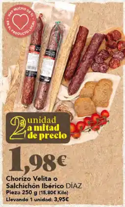 Gadis DíAZ Chorizo Velita o Salchichón Ibérico oferta