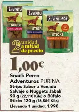 Gadis Adventuros Purina Snack Perro Strips Sabor a Venado Salvaje o Nuggets Jabalí o Búfalo Sticks oferta
