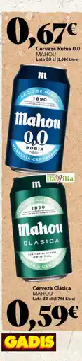 Gadis Mahou Cerveza Rubia 0,0 oferta