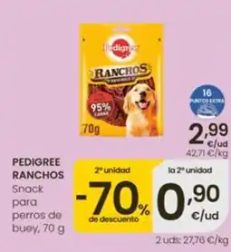 Eroski Pedigree ranchos snack para perros de buey oferta