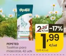 Eroski Pepeted toallitas para mascotas oferta