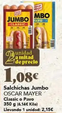 Gadis Oscar mayer - salchichas jumbo classic o pavo oferta