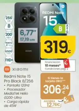 Eroski xiaomi redmi note 15 pro black 8/256 oferta