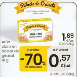 Eroski Palacio de Oriente atún claro en aceite de girasol oferta