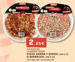 Masymas Rikisssimo - pizza jamón y queso o barbacoa oferta