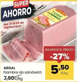 Autoservicios Familia Argal - fiambre de sandwich oferta