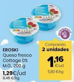 Autoservicios Familia Eroski - queso fresco cottage 0% m.g oferta