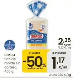 Eroski Bimbo - pan de molde sin corteza oferta