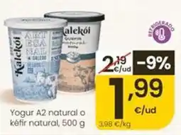 Eroski Kalekói - yogur a2 natural o kefir natural oferta