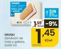 Eroski Eroski - sandwich de nata y galleta oferta