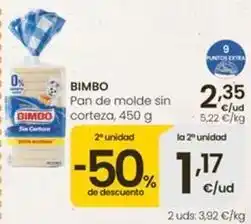 Eroski Bimbo - pan de molde sin corteza oferta