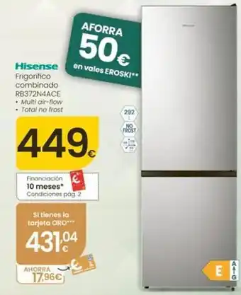 Hisense - frigorífico combinado rb372n4ace
