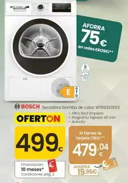 Eroski Bosch - secadora bomba de calor wtr83200es oferta