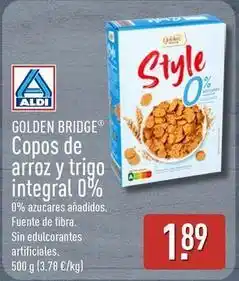 ALDI Golden bridge - copos de arroz y trigo integral 0% oferta