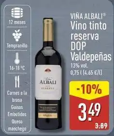 ALDI Viña albali - vino tinto reserva dop valdepenas oferta