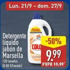 ALDI Detergente liquido jabon de marsella oferta