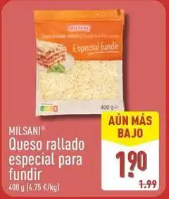 ALDI Milsani - queso rallado especial para fundir oferta