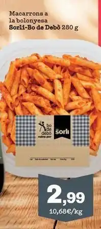 Sorli Bo de debò - macarrons a la bolonyesa oferta