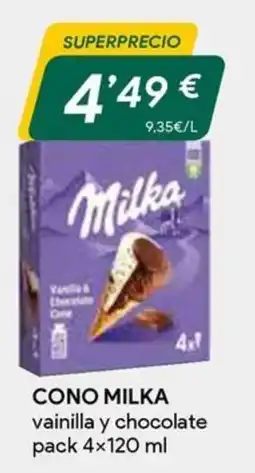 Masymas Milka cono vainilla y chocolate oferta