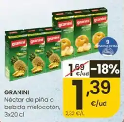 Eroski granini nectar de piña o bebida melocotón oferta