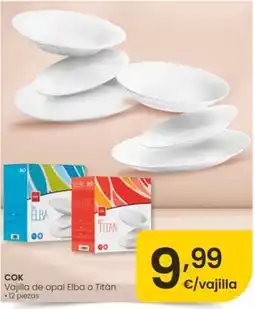 Eroski COK vajilla de opal Elba o Titán oferta