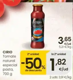 Eroski Cirio tomate natural especial pasta oferta