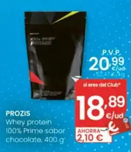 Eroski Prozis whey protein 100% prime sabor chocolate oferta