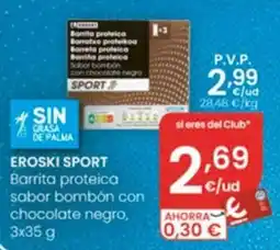 Eroski eroski sport barrita proteica sabor bombon con chocolate negro oferta