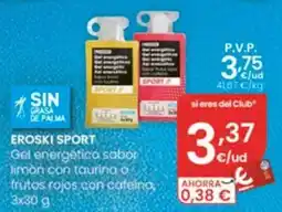 Eroski eroski sport gel energetico sabor limon con taurina o frutos rojos con cafeina oferta