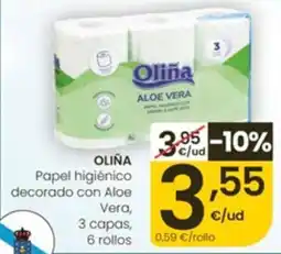 Eroski Oliña papel higiénico decorado con aloe vera oferta