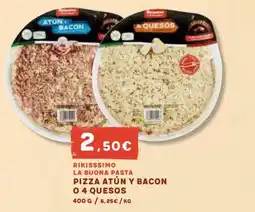 Masymas Rikissimo pizza atún y bacon o 4 quesos oferta