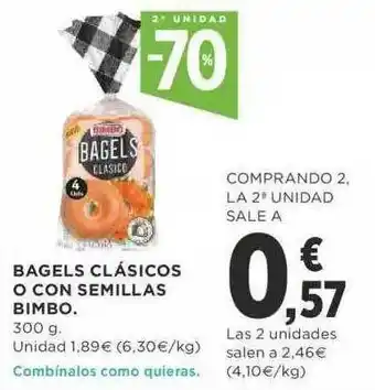 Supercor 2a Unidad -70% Bagels Clásicos O Con Semillas Bimbo oferta