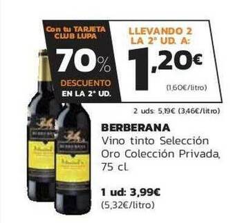 Supermercados Lupa Berberana Vino Tinto Selección Oro Colección Privada oferta