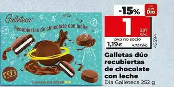 Dia Supermercados Galletas Dúo Recubiertas De Chocolate Con Leche oferta