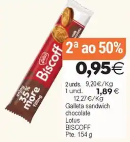 Supermercados Aquí Lotus Biscoff Galleta sandwich chocolate oferta