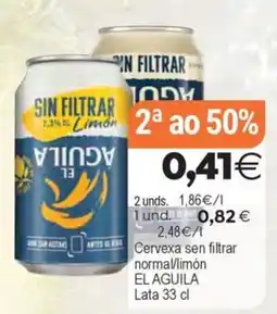 Supermercados Aquí El Aguila cerveza sin filtrar normal limon oferta