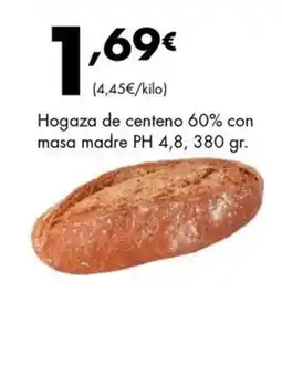 Supermercados Lupa Hogaza de centeno 60% con masa madre PH 4,8 oferta